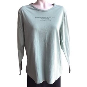 Grey's Anatomy Long Sleeve‎ Top Olive Green Quote Graphic TV Show XXL